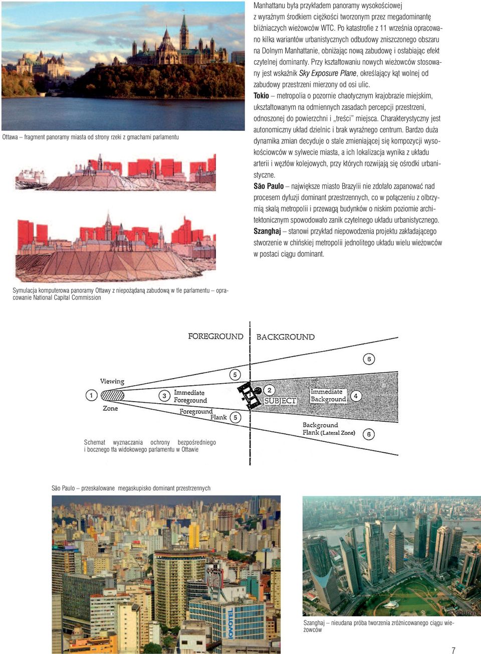 Po katastrofie z 11 września opracowano kilka wariantów urbanistycznych odbudowy zniszczonego obszaru na Dolnym Manhattanie, obniżając nową zabudowę i osłabiając efekt czytelnej dominanty.