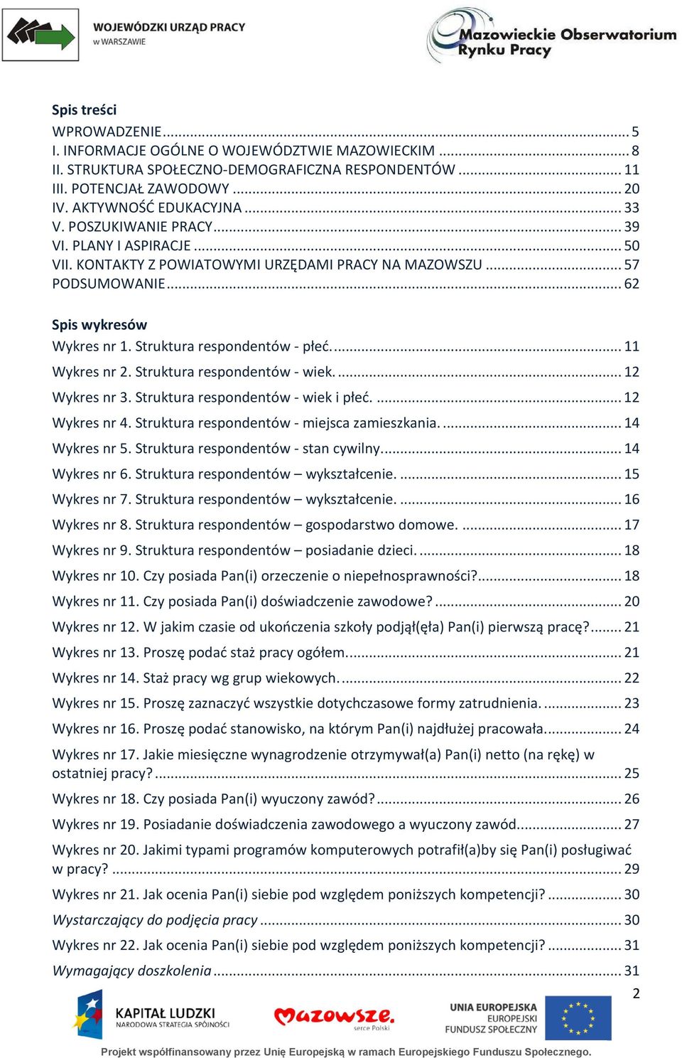 ... 11 Wykres nr 2. Struktura respondentów - wiek.... 12 Wykres nr 3. Struktura respondentów - wiek i płeć.... 12 Wykres nr 4. Struktura respondentów - miejsca zamieszkania.... 14 Wykres nr 5.