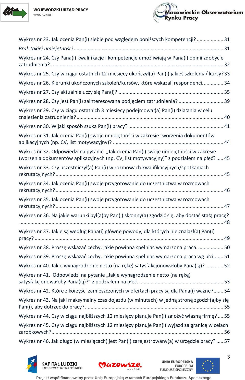 33 Wykres nr 26. Kierunki ukończonych szkoleń/kursów, które wskazali respondenci.... 34 Wykres nr 27. Czy aktualnie uczy się Pan(i)?... 35 Wykres nr 28.