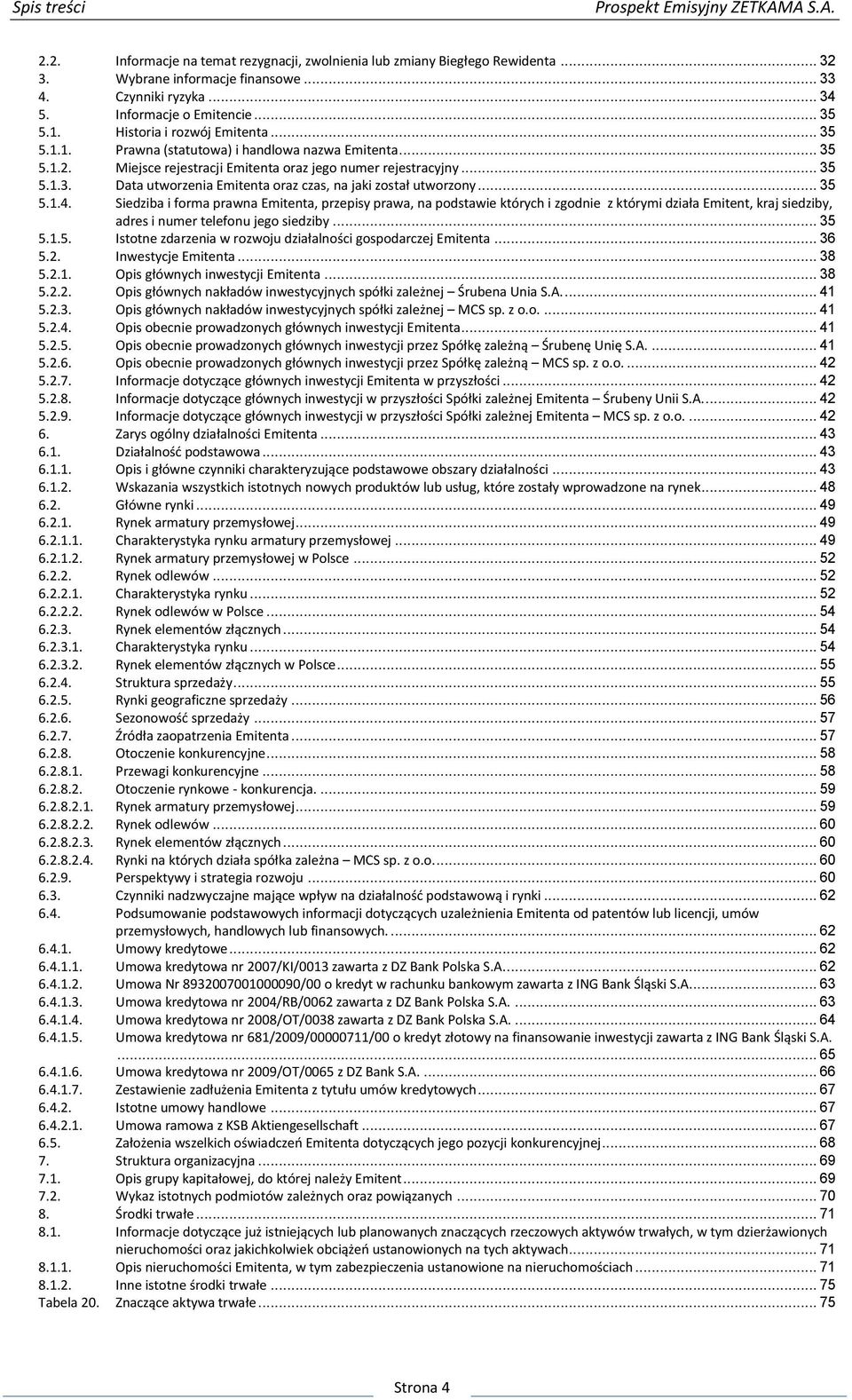 .. 35 5.1.4. Siedziba i forma prawna Emitenta, przepisy prawa, na podstawie których i zgodnie z którymi działa Emitent, kraj siedziby, adres i numer telefonu jego siedziby... 35 5.1.5. Istotne zdarzenia w rozwoju działalności gospodarczej Emitenta.