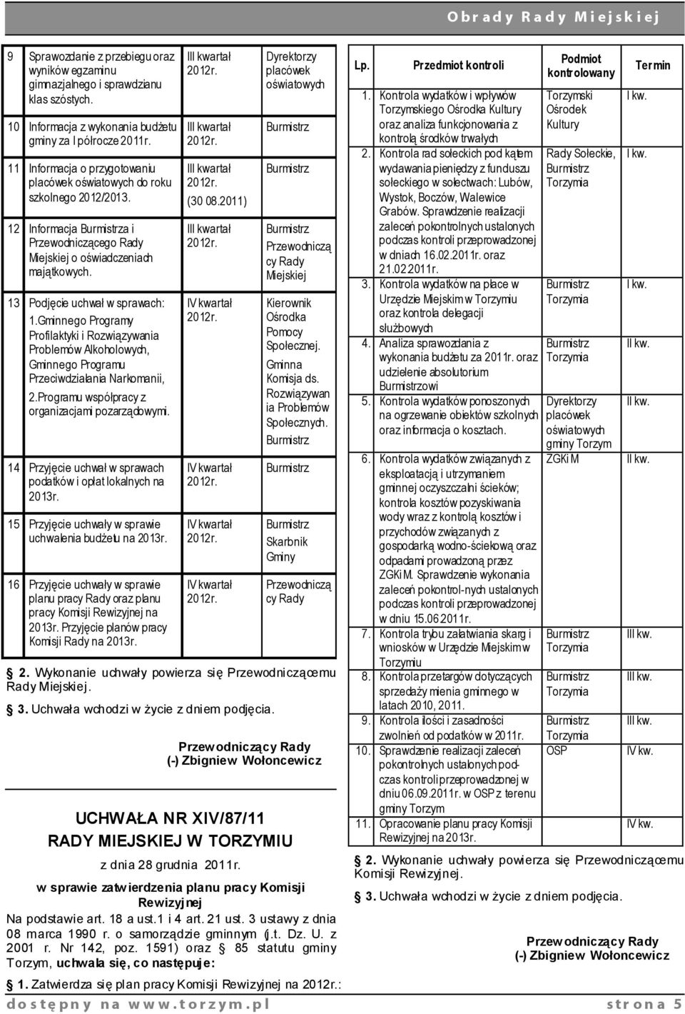 13 Podjęcie uchwał w sprawach: 1.Gminnego Programy Profilaktyki i Rozwiązywania Problemów Alkoholowych, Gminnego Programu Przeciwdziałania Narkomanii, 2.