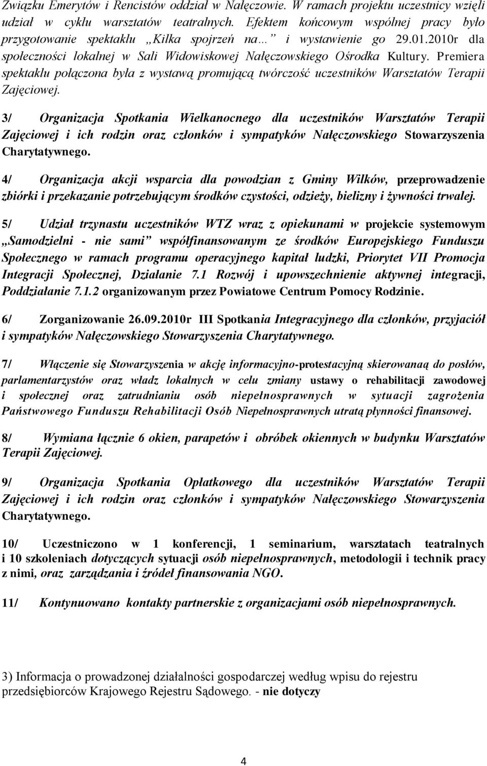 Premiera spektaklu połączona była z wystawą promującą twórczość uczestników Warsztatów Terapii Zajęciowej.