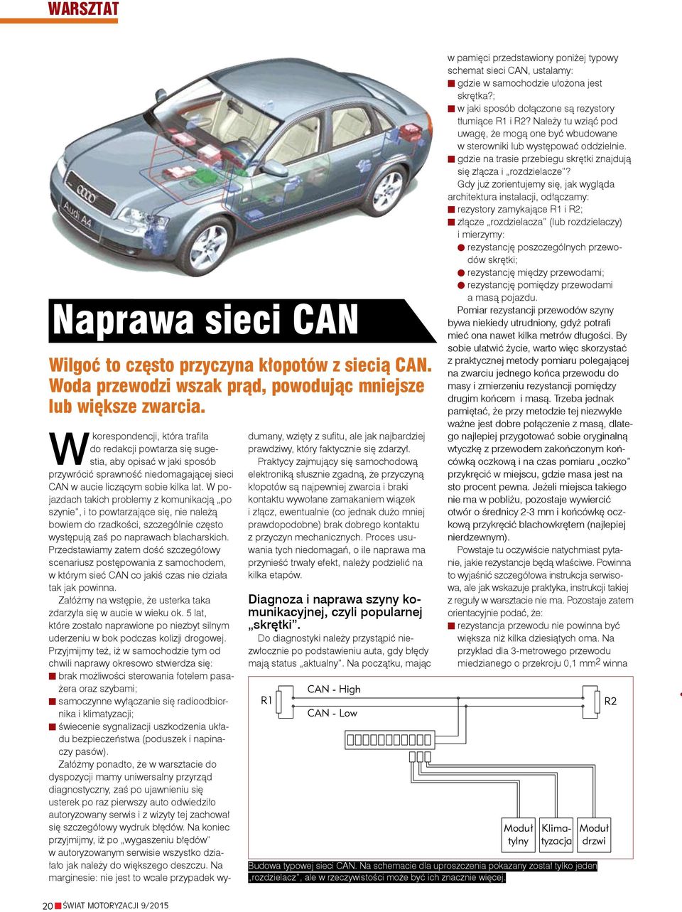 W pojazdach takich problemy z komunikacją po szynie, i to powtarzające się, nie należą bowiem do rzadkości, szczególnie często występują zaś po naprawach blacharskich.