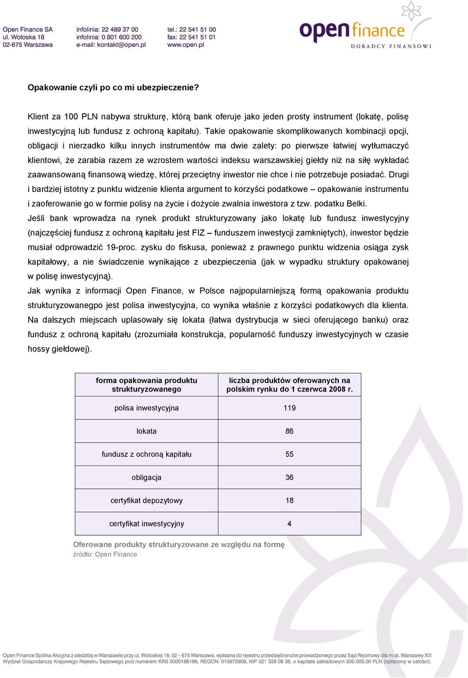 indeksu warszawskiej giełdy niż na siłę wykładać zaawansowaną finansową wiedzę, której przeciętny inwestor nie chce i nie potrzebuje posiadać.