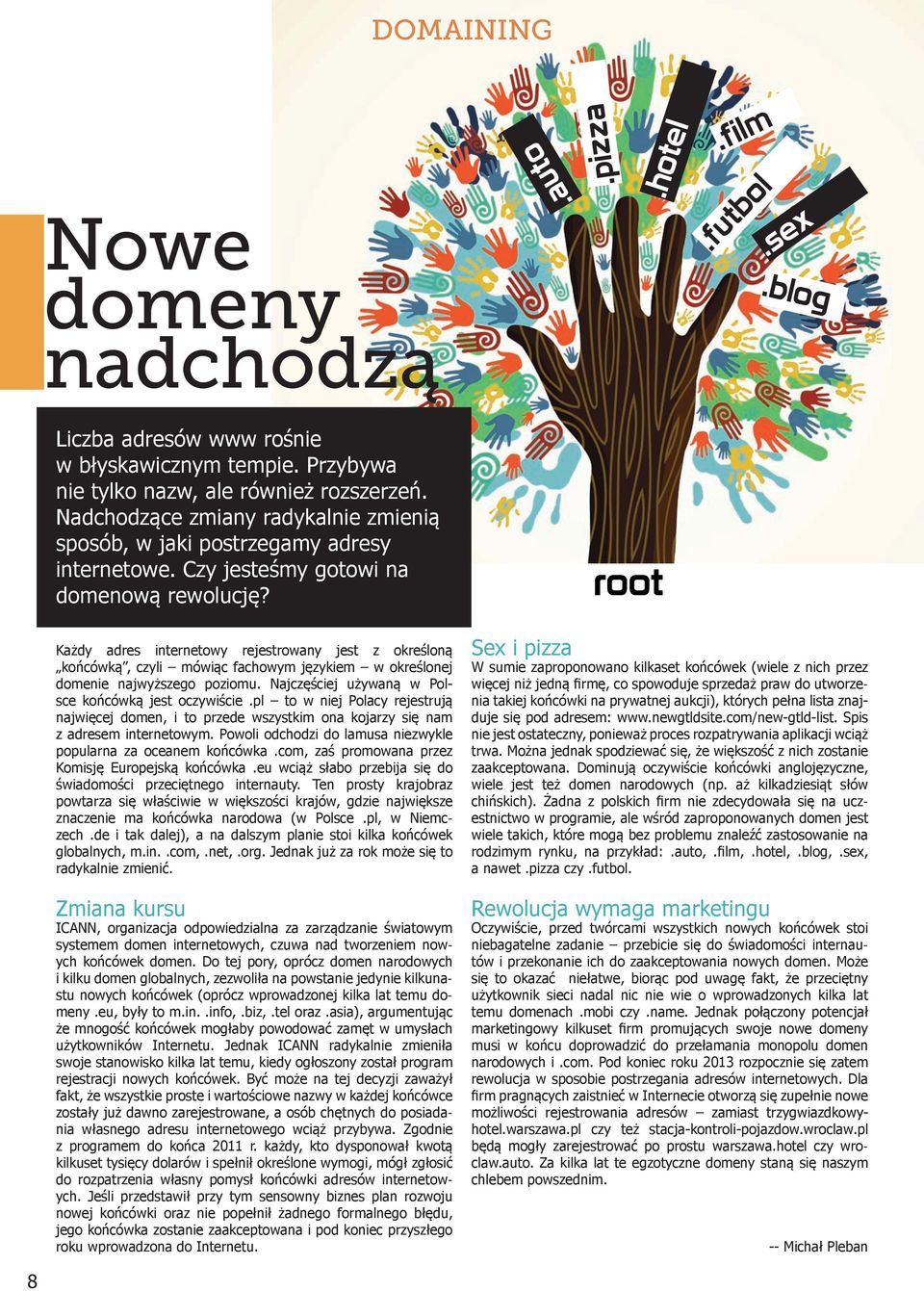 root Każdy adres internetowy rejestrowany jest z określoną końcówką, czyli mówiąc fachowym językiem w określonej domenie najwyższego poziomu. Najczęściej używaną w Polsce końcówką jest oczywiście.