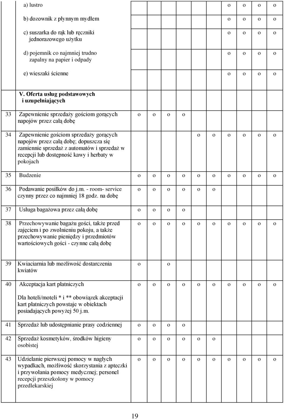 autmatów i sprzedaż w recepcji lub dstępnść kawy i herbaty w pkjach 35 Budzenie 36 Pdawanie psiłków d j.m. - rm- service czynny przez c najmniej 18 gdz.