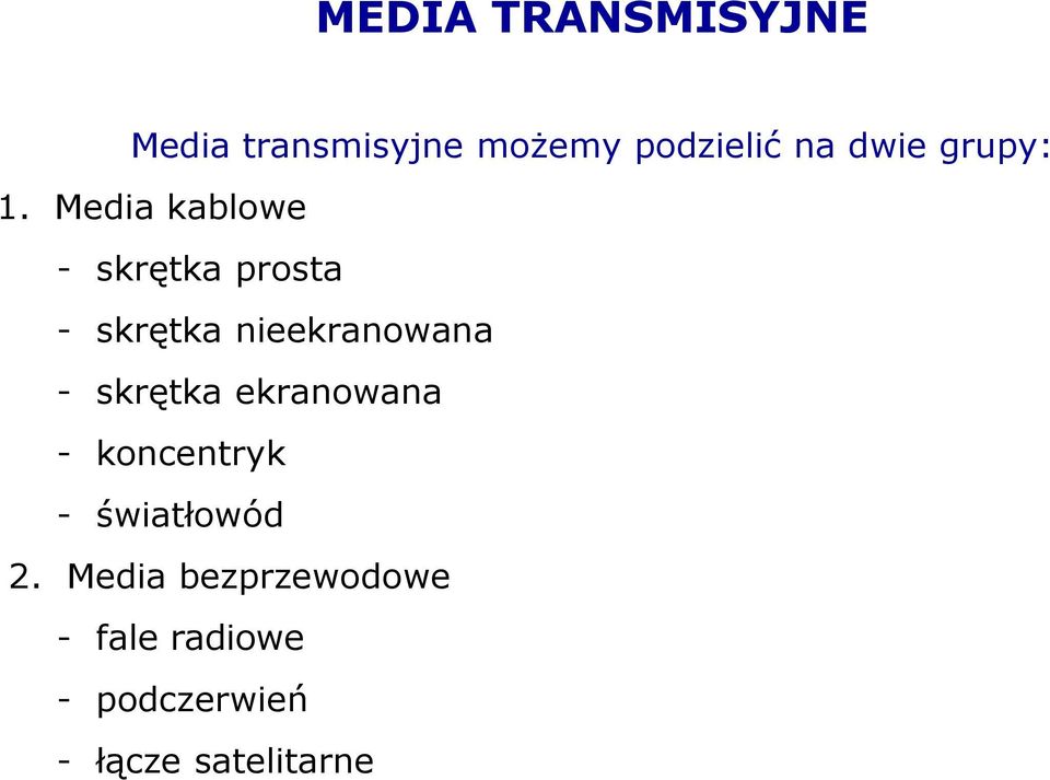 Media kablowe - skrętka prosta - skrętka nieekranowana -