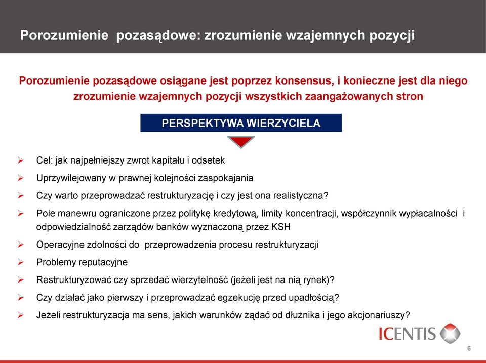 Pole manewru ograniczone przez politykę kredytową, limity koncentracji, współczynnik wypłacalności i odpowiedzialność zarządów banków wyznaczoną przez KSH Operacyjne zdolności do przeprowadzenia