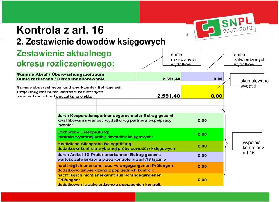 rozliczanych wydatków suma zatwierdzonych