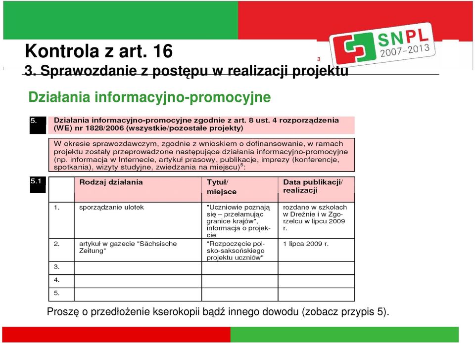 informacyjno-promocyjne Proszę o