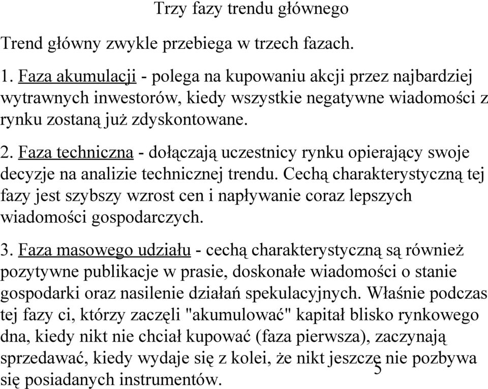 Faza techniczna - dołączają uczestnicy rynku opierający swoje decyzje na analizie technicznej trendu.