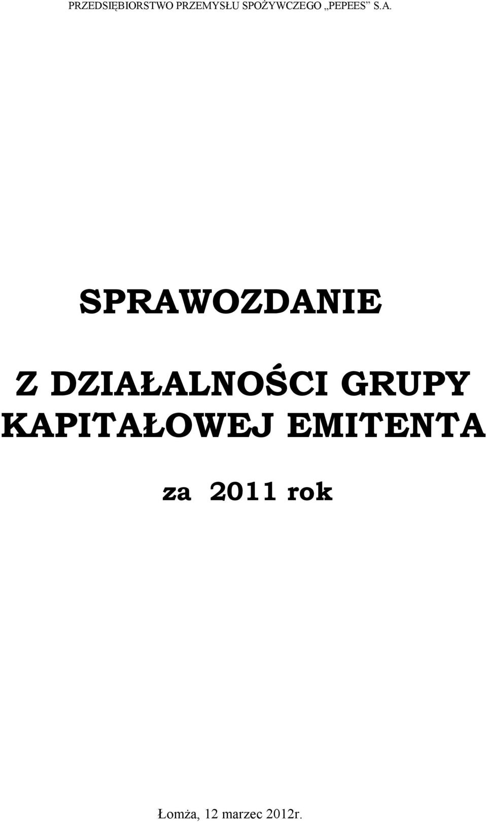 SPRAWOZDANIE Z DZIAŁALNOŚCI GRUPY