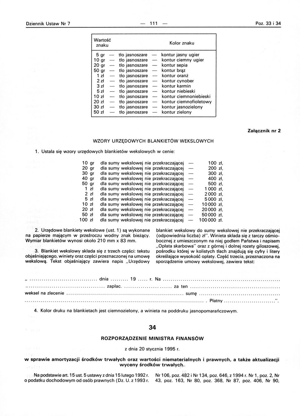 karmin kontur niebieski kontur ciemnoniebieski kontur ciemnofioletowy kontur jasnozielony kontur zielony Załącznik nr 2 WZORY URZĘDOWYCH BLANKIETÓW WEKSLOWYCH 1.