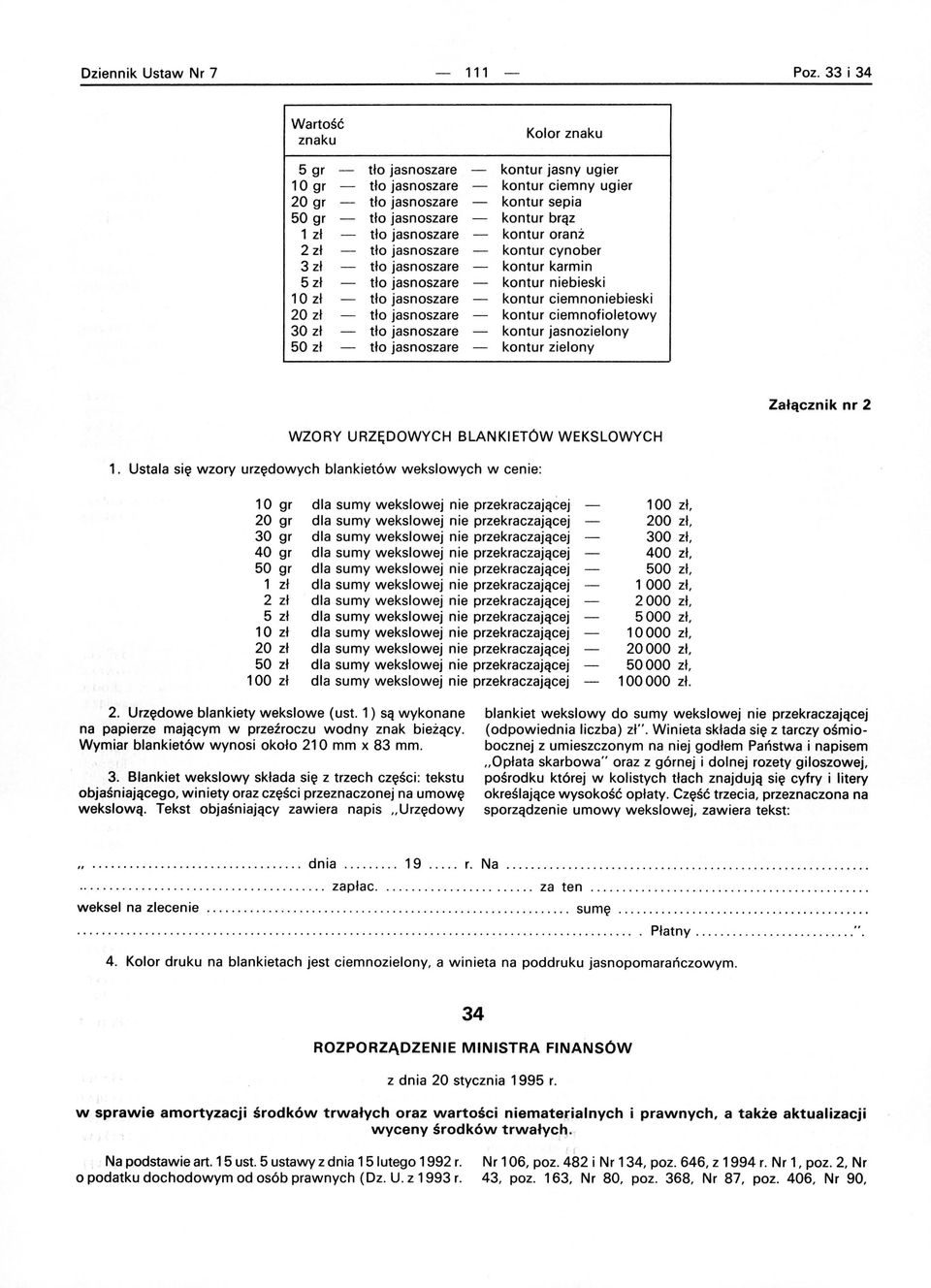 karmin kontur niebieski kontur ciemnoniebieski kontur ciemnofioletowy kontur jasnozielony kontur zielony Załącznik nr 2 WZORY URZĘDOWYCH BLANKIETÓW WEKSLOWYCH 1.