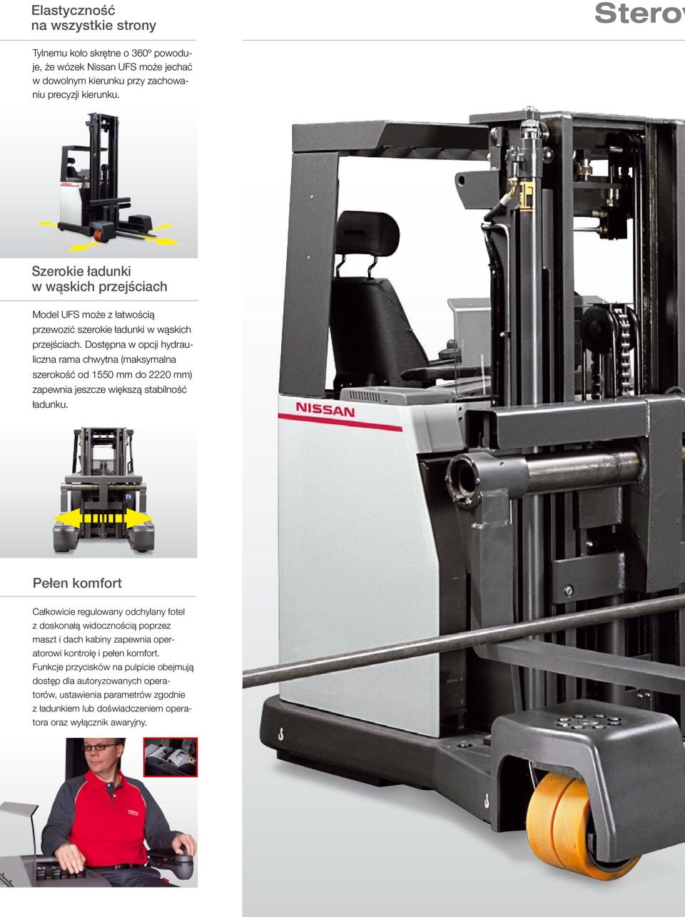 Dostępna w opcji hydrauliczna rama chwytna (maksymalna szerokość od 1550 mm do 2220 mm) zapewnia jeszcze większą stabilność ładunku.