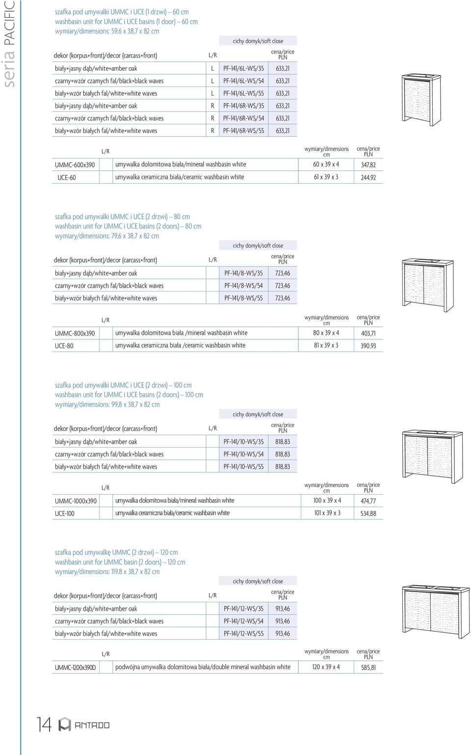 czarny+wzór czarnych fal/black+black waves R PF-4/6R-WS/54 633, biały+wzór białych fal/white+white waves R PF-4/6R-WS/55 633, UMMC-600x390 umywalka dolomitowa biała/mineral washbasin white 60 x 39 x