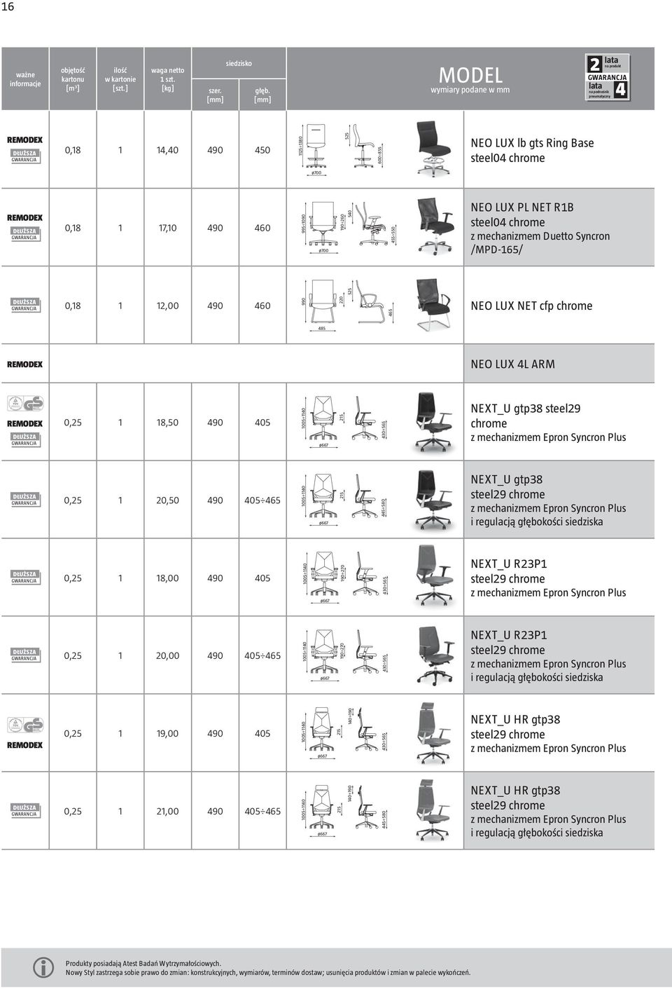 L NET R1B steel04 z mechanizmem Duetto yncron /MD-165/ DŁUŻZA 0,18 1 1,00 490 460 990 0 55 465 NEO LUX NET cfp 485 NEO LUX 4L ARM DŁUŻZA 0,5 1 18,50 490 405 1005 10 ø667 5 430 565 NEXT_U gtp38 steel9