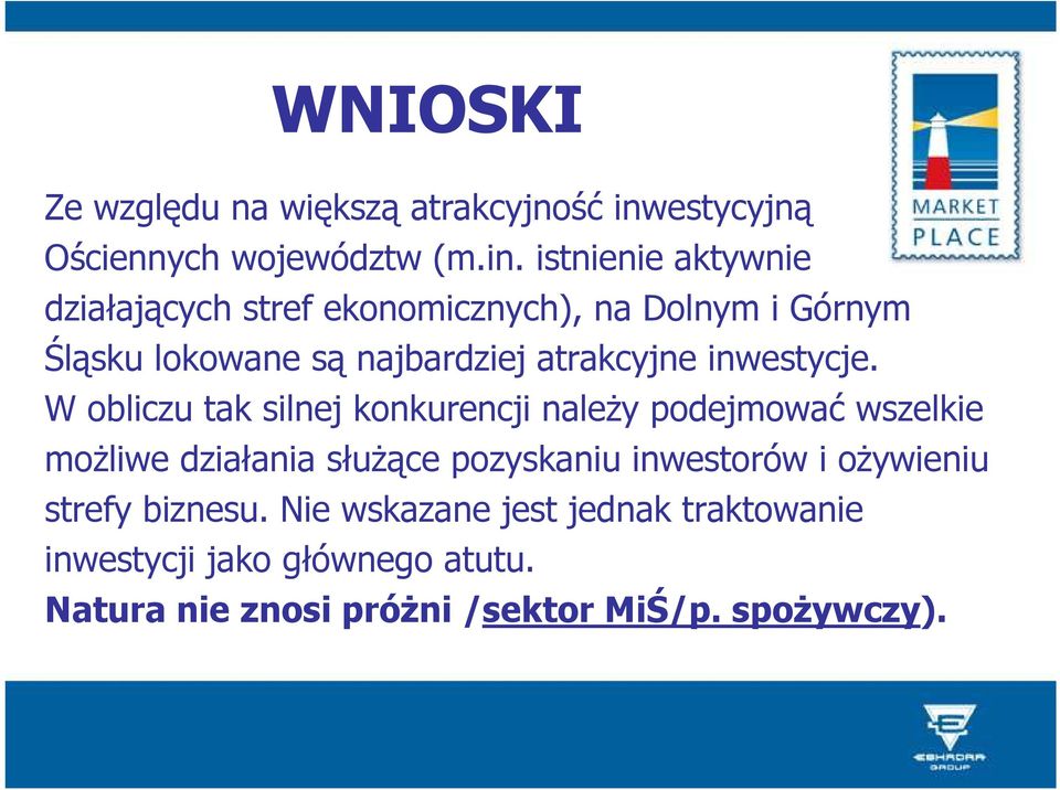 istnienie aktywnie działających stref ekonomicznych), na Dolnym i Górnym Śląsku lokowane są najbardziej atrakcyjne