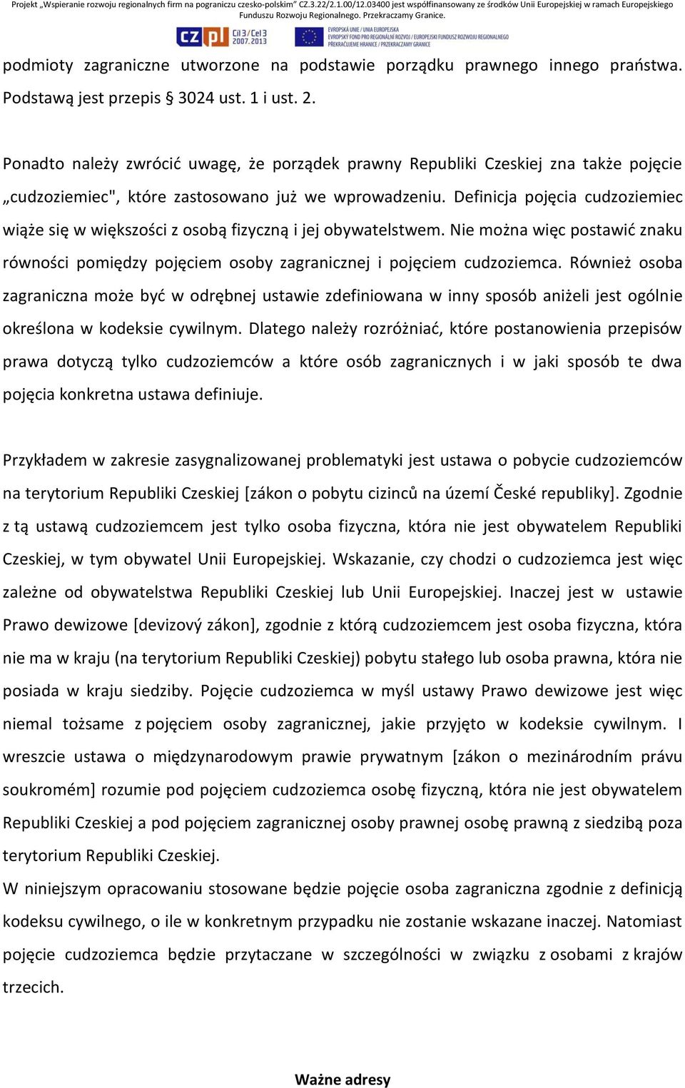 Definicja pojęcia cudzoziemiec wiąże się w większości z osobą fizyczną i jej obywatelstwem. Nie można więc postawić znaku równości pomiędzy pojęciem osoby zagranicznej i pojęciem cudzoziemca.