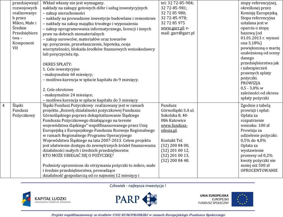 informatycznego, licencji i innych praw na dobrach niematerialnych zakup surowców, materiałów oraz towarów np: poręczenie, przewłaszczenie, hipoteka, cesja wierzytelności, blokada środków finansowych