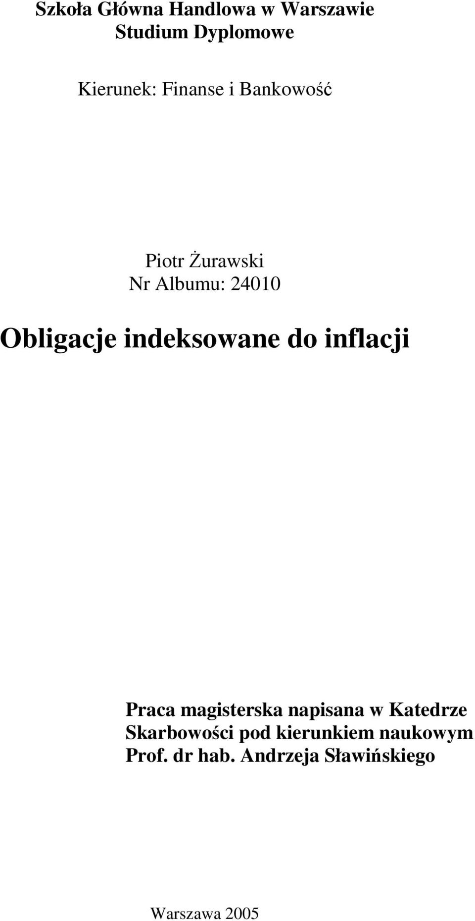 ideksowae do iflacji Praca magisterska apisaa w Katedrze