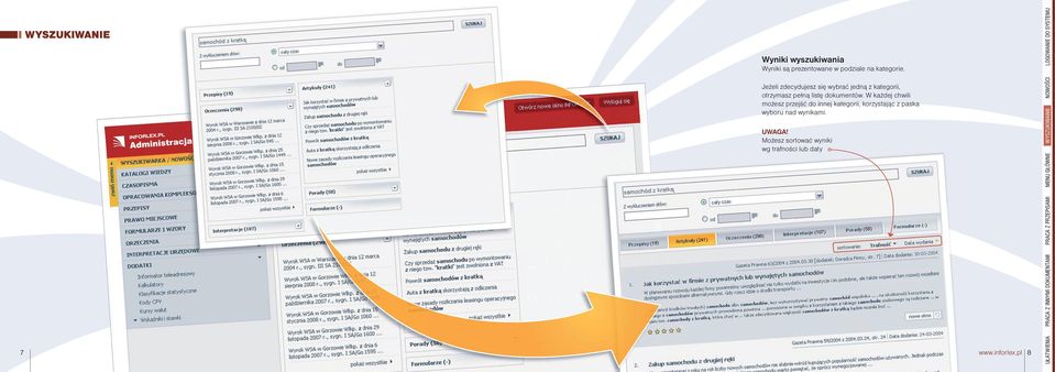 W każdej chwili możesz przejść do innej kategorii, korzystając z paska wyboru nad wynikami. 7 www.inforlex.