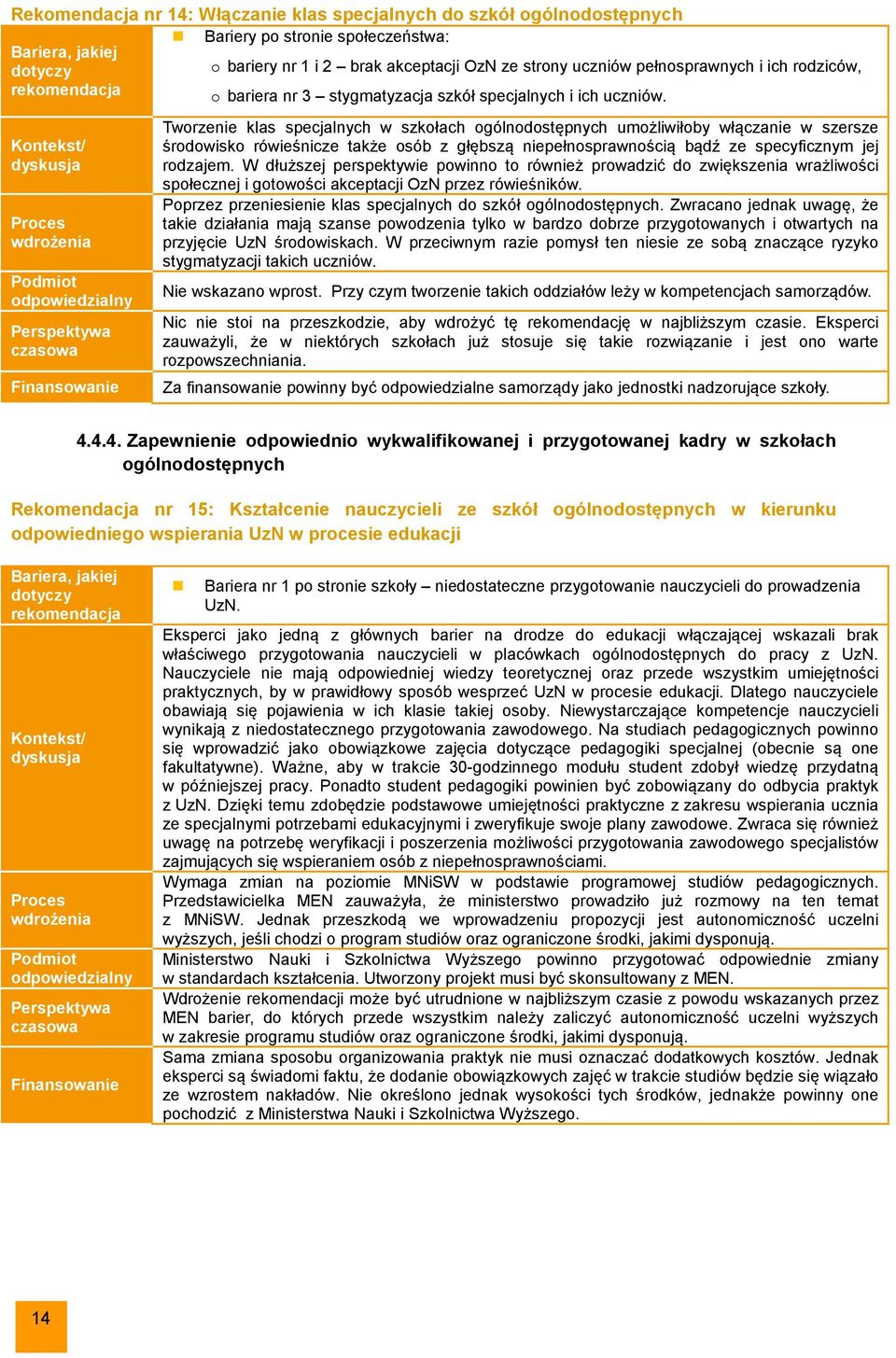 Tworzenie klas specjalnych w szkołach ogólnodostępnych umożliwiłoby włączanie w szersze środowisko rówieśnicze także osób z głębszą niepełnosprawnością bądź ze specyficznym jej rodzajem.