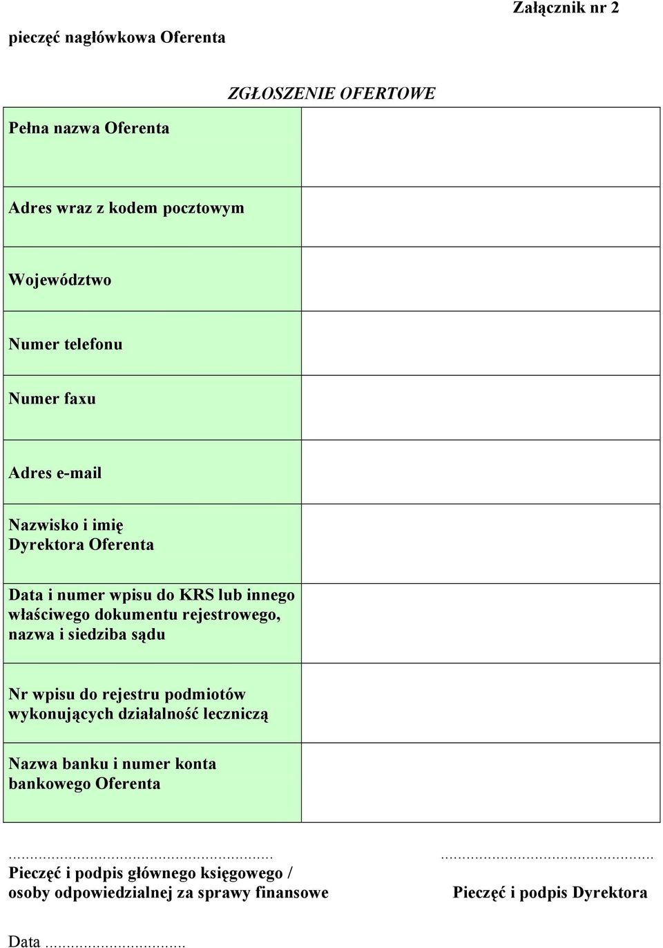 rejestrowego, nazwa i siedziba sądu Nr wpisu do rejestru podmiotów wykonujących działalność leczniczą Nazwa banku i numer konta