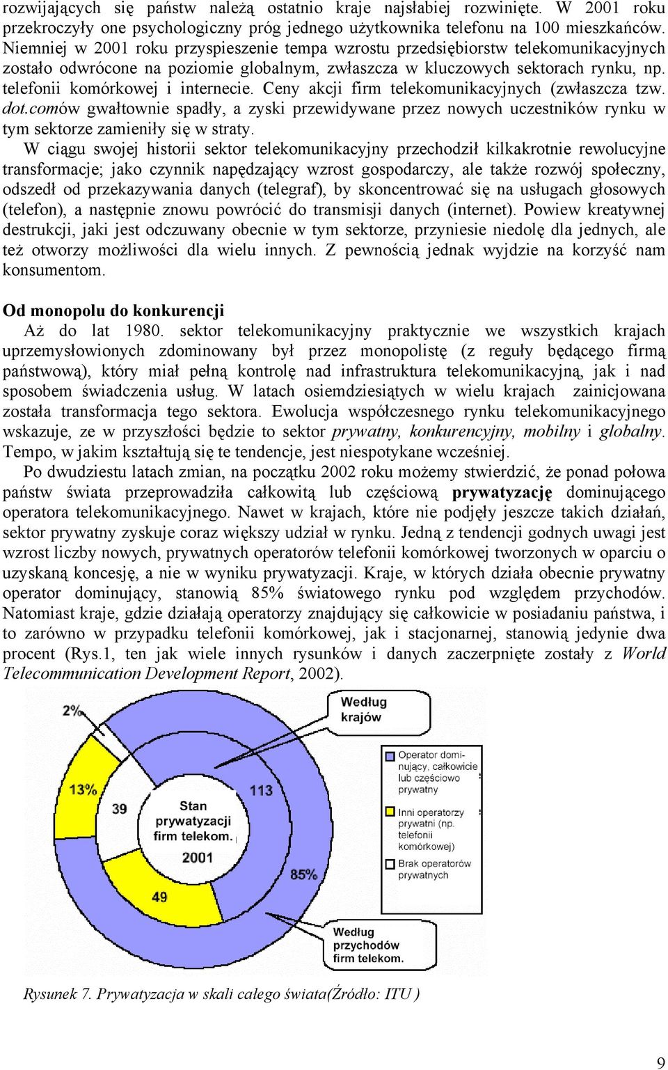 telefonii komórkowej i internecie. Ceny akcji firm telekomunikacyjnych (zwłaszcza tzw. dot.