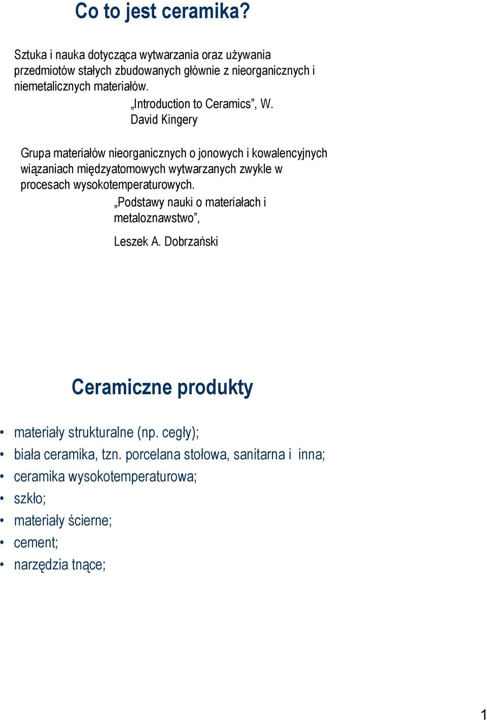 Introduction to Ceramics, W.