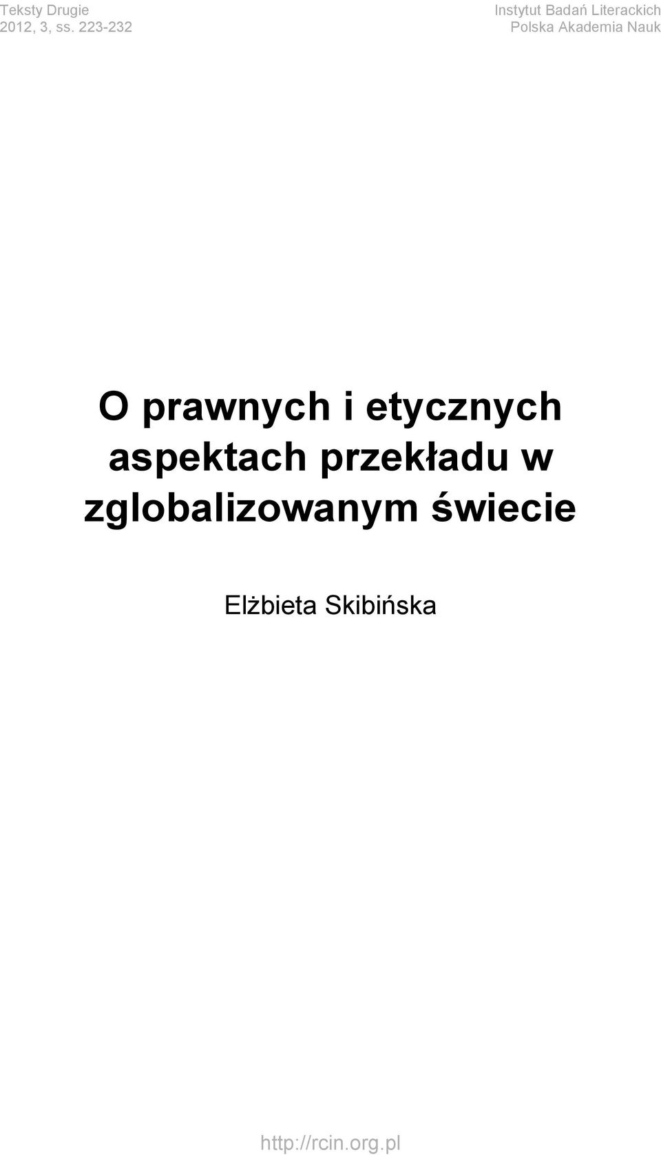 223-232 Polska Akademia Nauk O prawnych i