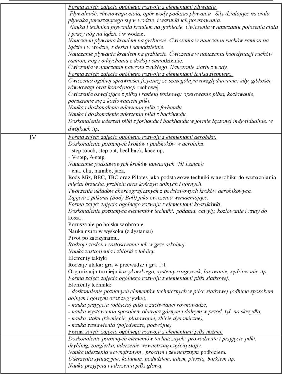 Ćwiczenia w nauczaniu położenia ciała i pracy nóg na lądzie i w wodzie. Nauczanie pływania kraulem na grzbiecie. Ćwiczenia w nauczaniu ruchów ramion na lądzie i w wodzie, z deską i samodzielnie.