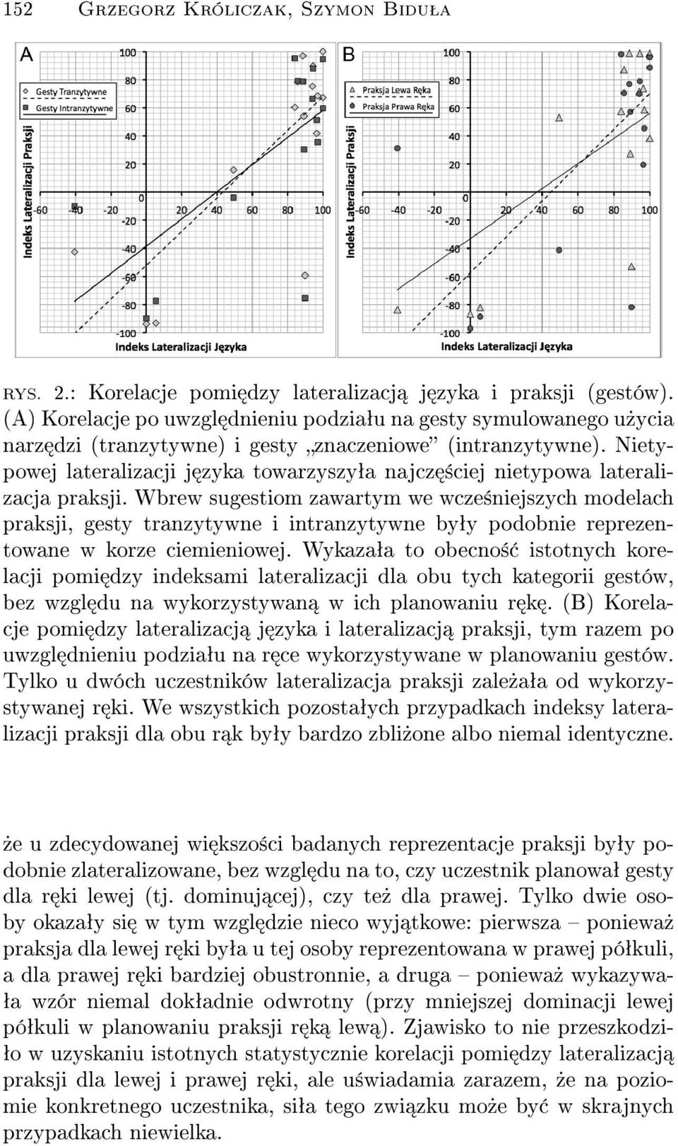 Nietypowej lateralizacji j zyka towarzyszyªa najcz ±ciej nietypowa lateralizacja praksji.