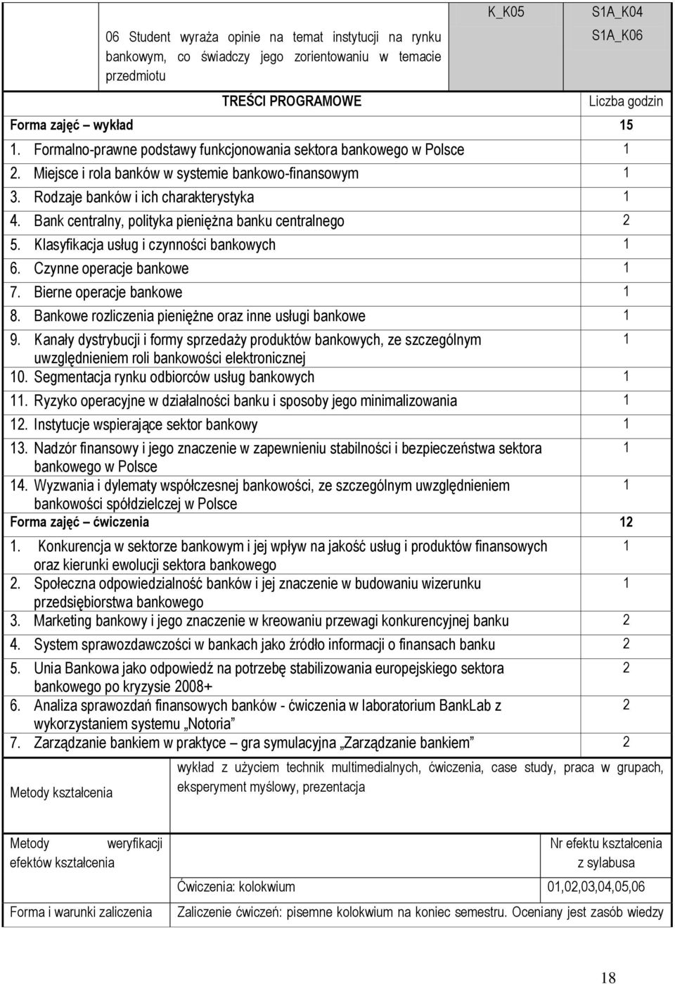 Bank centralny, polityka pieniężna banku centralnego 2 5. Klasyfikacja usług i czynności bankowych 1 6. Czynne operacje bankowe 1 7. Bierne operacje bankowe 1 8.