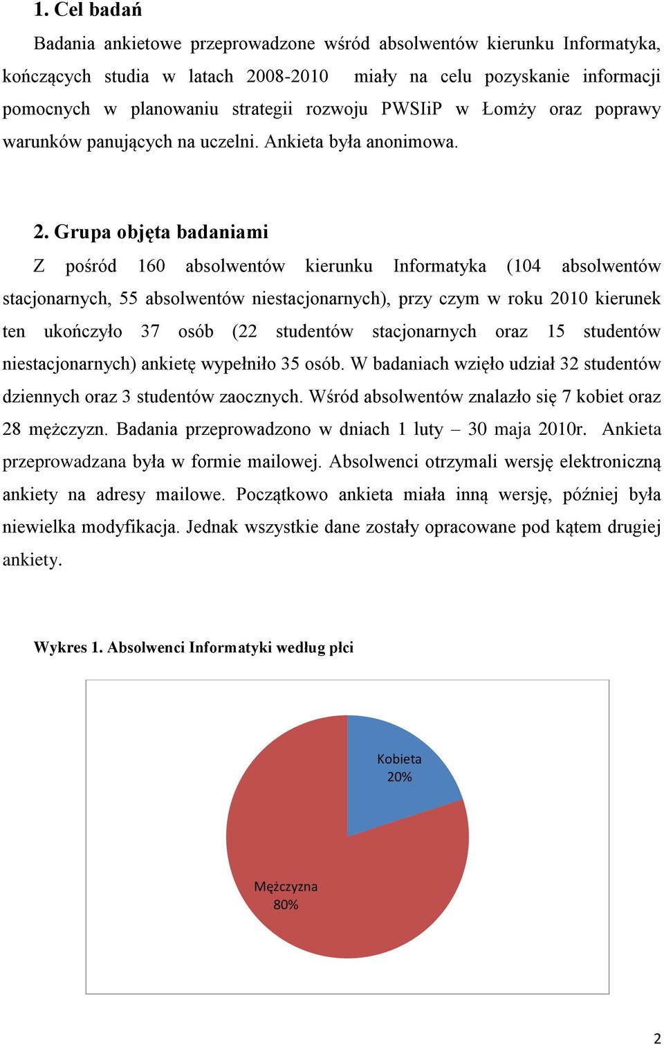 Grupa objęta badaniami Z pośród 160 absolwentów kierunku Informatyka (104 absolwentów stacjonarnych, 55 absolwentów niestacjonarnych), przy czym w roku 2010 kierunek ten ukończyło 37 osób (22