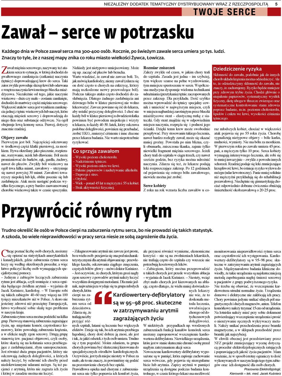 Zawał mięśnia sercowego, nazywany też atakiem serca to sytuacja, w której dochodzi do gwałtownego zamknięcia (zatkania) naczynia (tętnicy) doprowadzającej krew do serca.