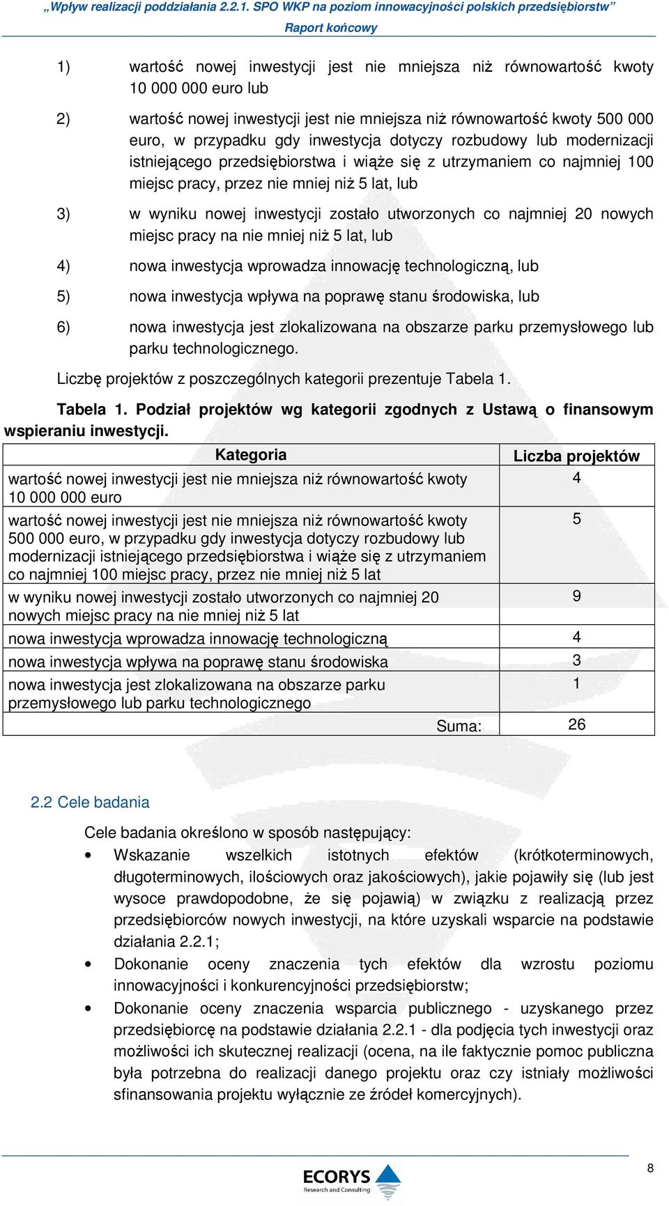 utworzonych co najmniej 20 nowych miejsc pracy na nie mniej niŝ 5 lat, lub 4) nowa inwestycja wprowadza innowację technologiczną, lub 5) nowa inwestycja wpływa na poprawę stanu środowiska, lub 6)