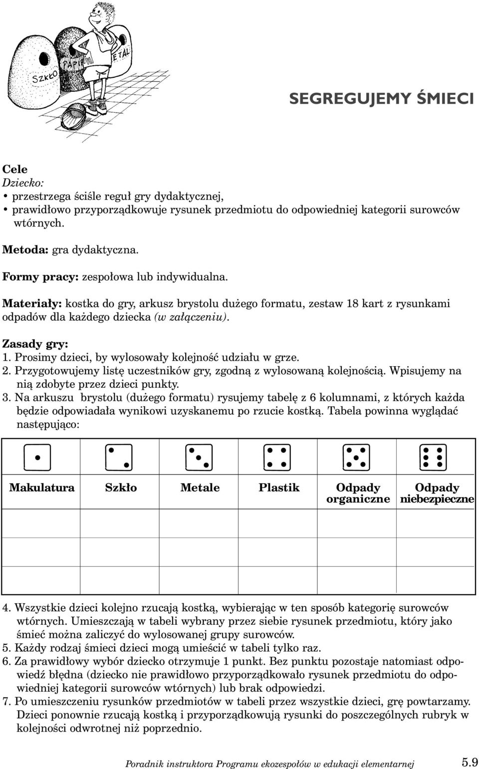 Prosimy dzieci, by wylosowa y kolejnoêç udzia u w grze. 2. Przygotowujemy list uczestników gry, zgodnà z wylosowanà kolejnoêcià. Wpisujemy na nià zdobyte przez dzieci punkty. 3.