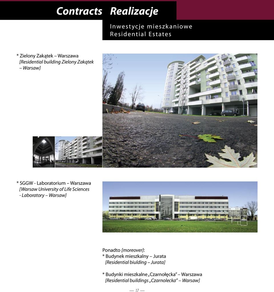 Life Sciences - Laboratory Warsaw] Ponadto [moreover]: * Budynek mieszkalny Jurata [Residential