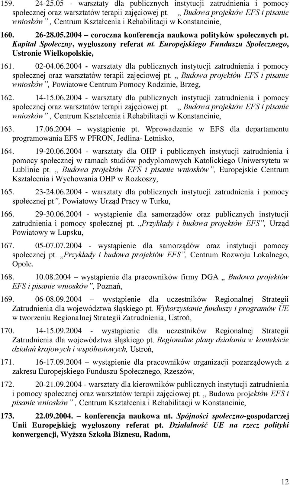 Kapitał Społeczny, wygłoszony referat nt. Europejskiego Funduszu Społecznego, Ustronie Wielkopolskie, 161. 02-04.06.