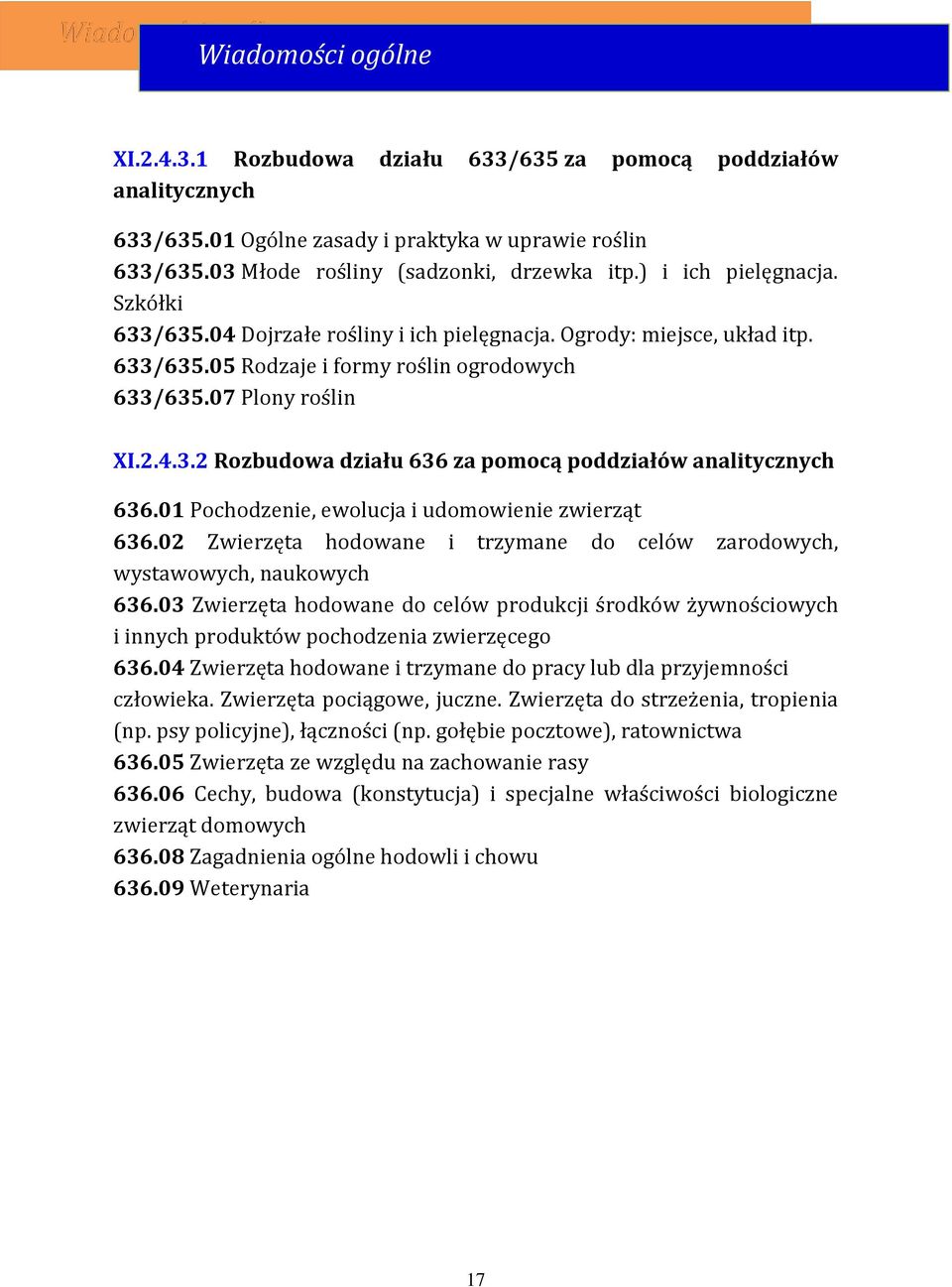 01 Pochodzenie, ewolucja i udomowienie zwierząt 636.02 Zwierzęta hodowane i trzymane do celów zarodowych, wystawowych, naukowych 636.