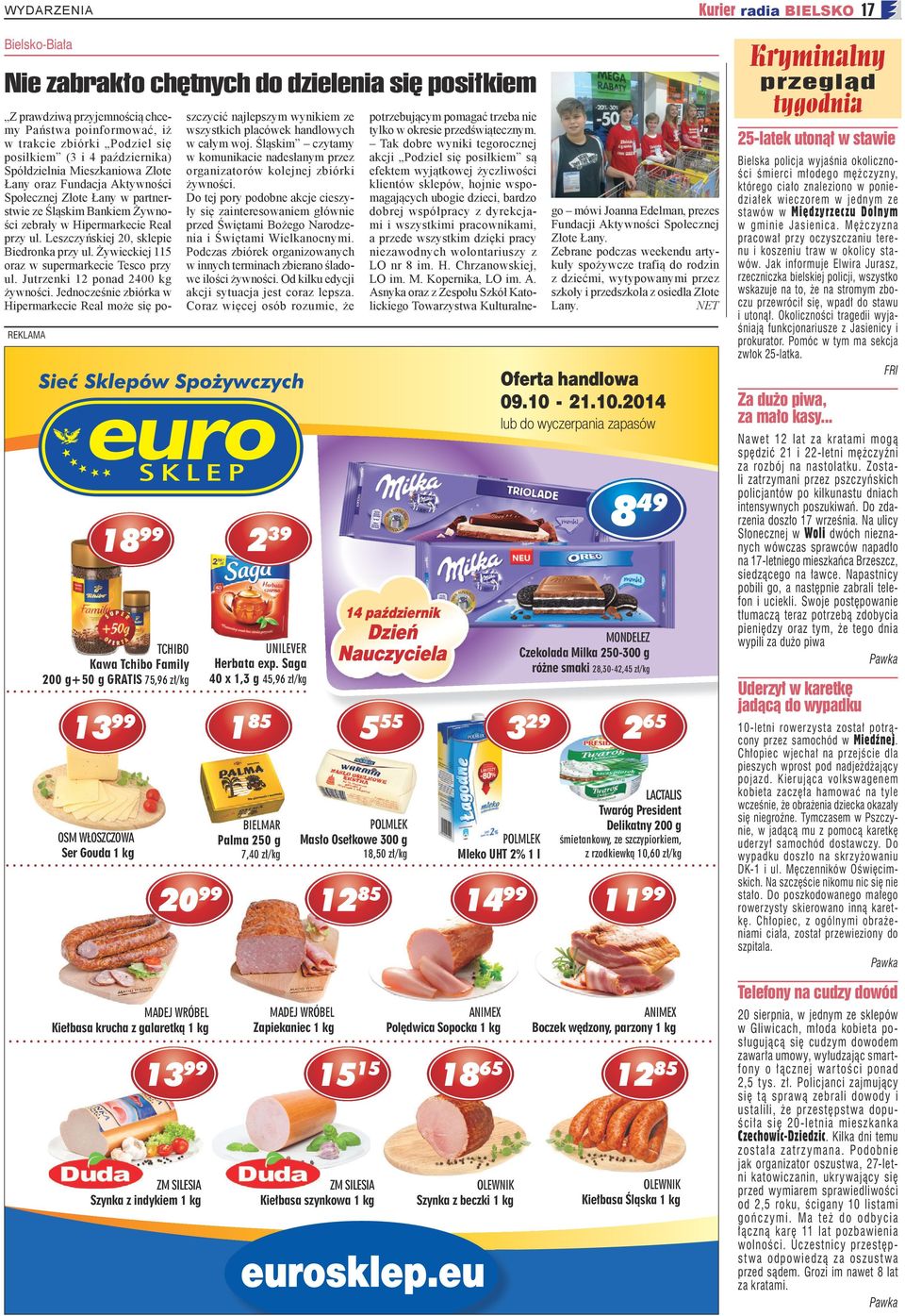 Leszczyńskiej 20, sklepie Biedronka przy ul. Żywieckiej 115 oraz w supermarkecie Tesco przy ul. Jutrzenki 12 ponad 2400 kg żywności.