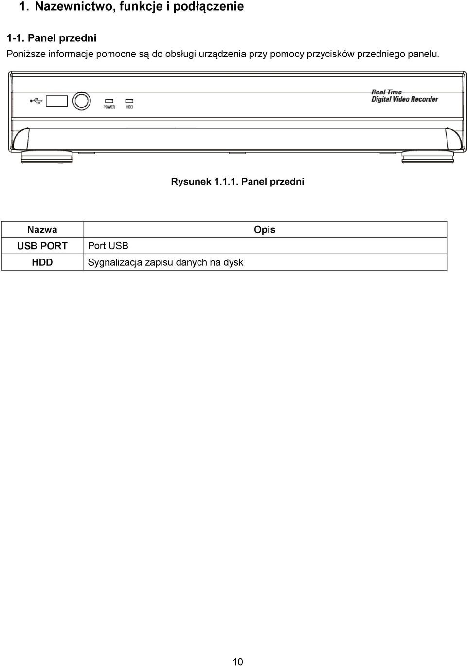 urządzenia przy pomocy przycisków przedniego panelu. Rysunek 1.