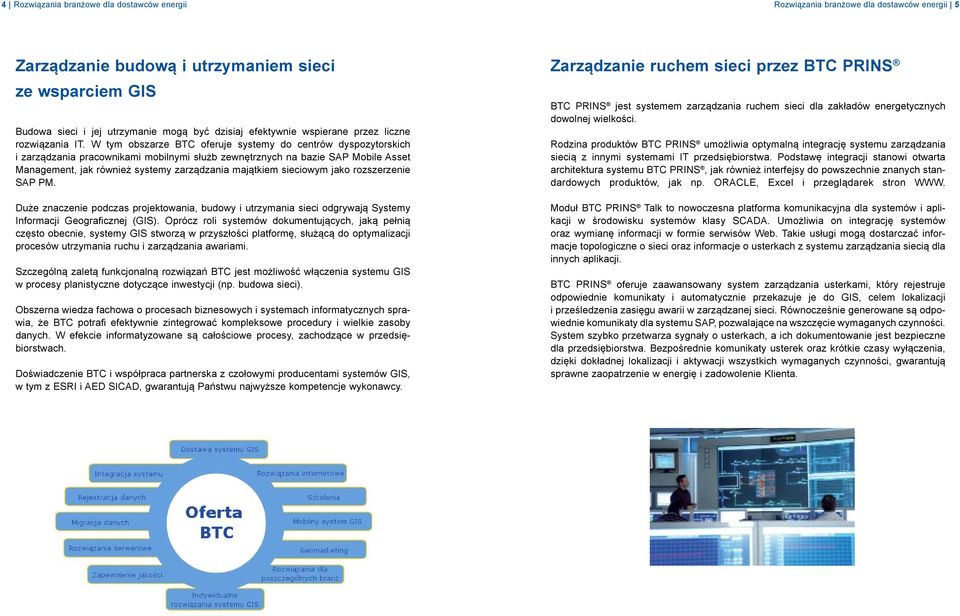 W tym obszarze BTC oferuje systemy do centrów dyspozytorskich i zarządzania pracownikami mobilnymi służb zewnętrznych na bazie SAP Mobile Asset Management, jak również systemy zarządzania majątkiem