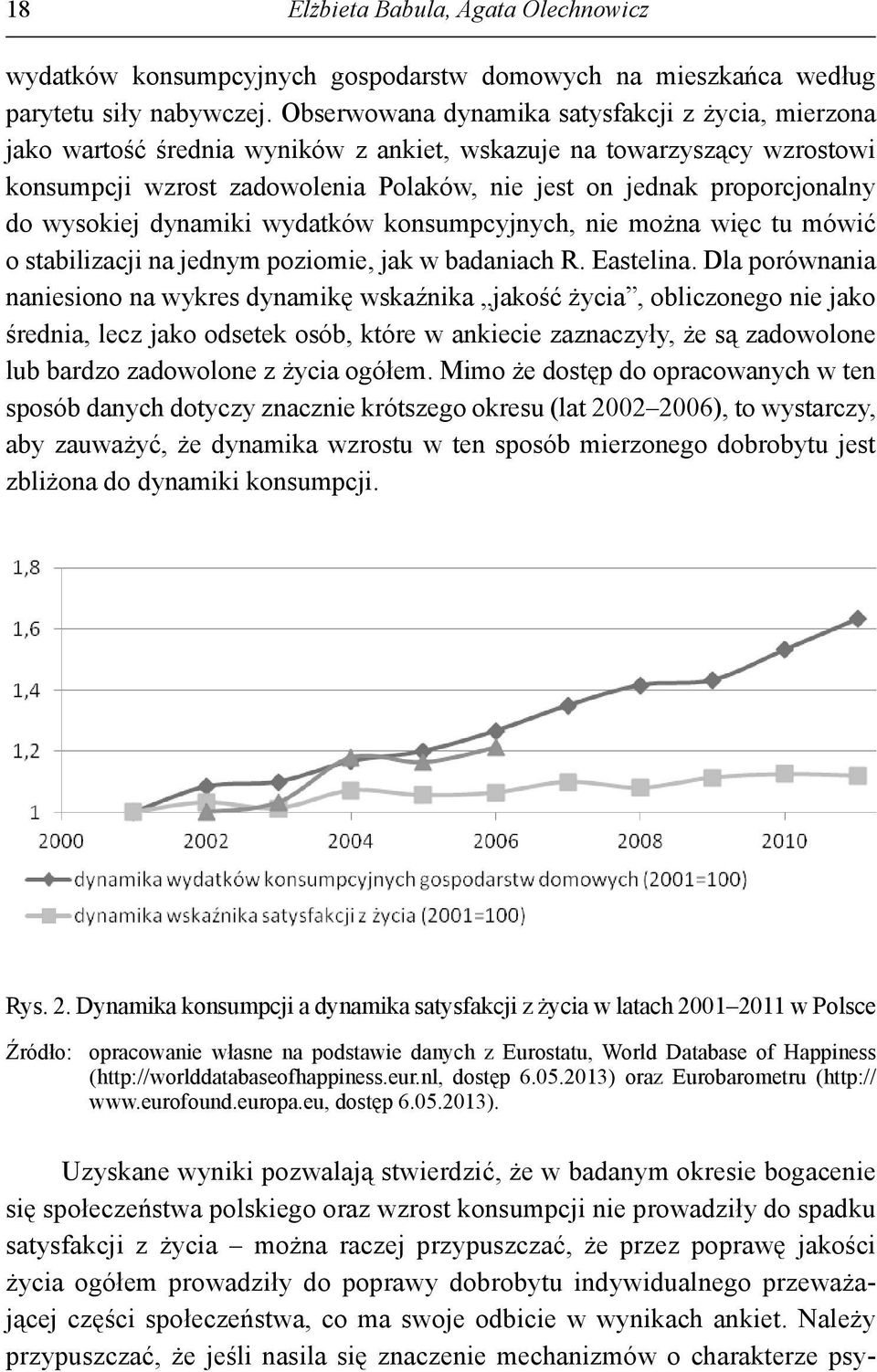 do wysokiej dynamiki wydatków konsumpcyjnych, nie można więc tu mówić o stabilizacji na jednym poziomie, jak w badaniach R. Eastelina.