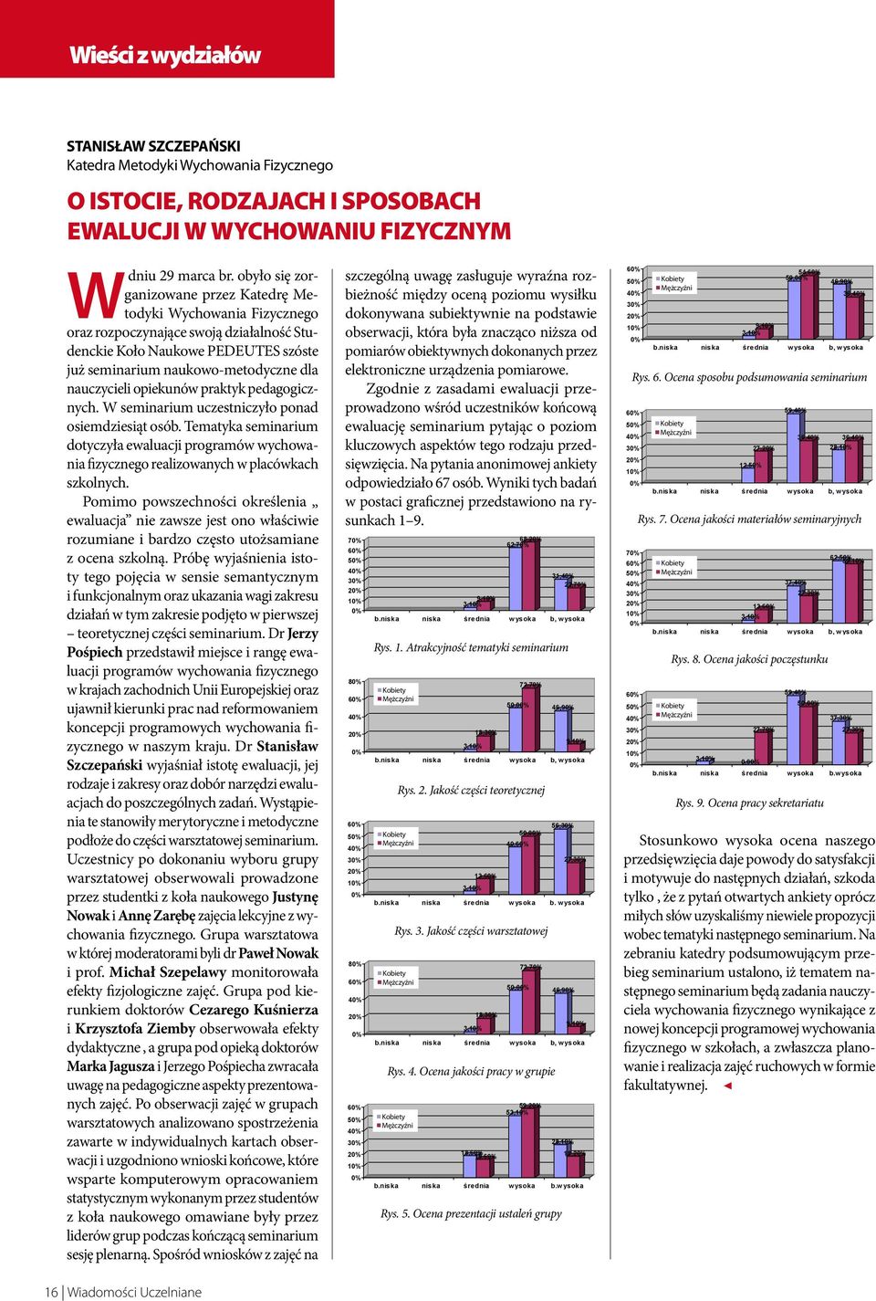 opiekunów praktyk pedagogicznych. W seminarium uczestniczyło ponad osiemdziesiąt osób. Tematyka seminarium dotyczyła ewaluacji programów wychowania fizycznego realizowanych w placówkach szkolnych.