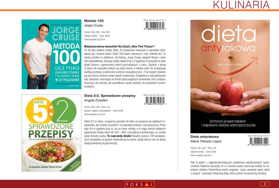 Dieta 100 kalorii cukrowych, czyli metoda stu, to istotny przełom w dietetyce. Jej twórca, Jorge Cruise, ekspert fi tness i autor kilku bestsellerów, obiecuje utratę nawet 9 kg w 2 tygodnie!