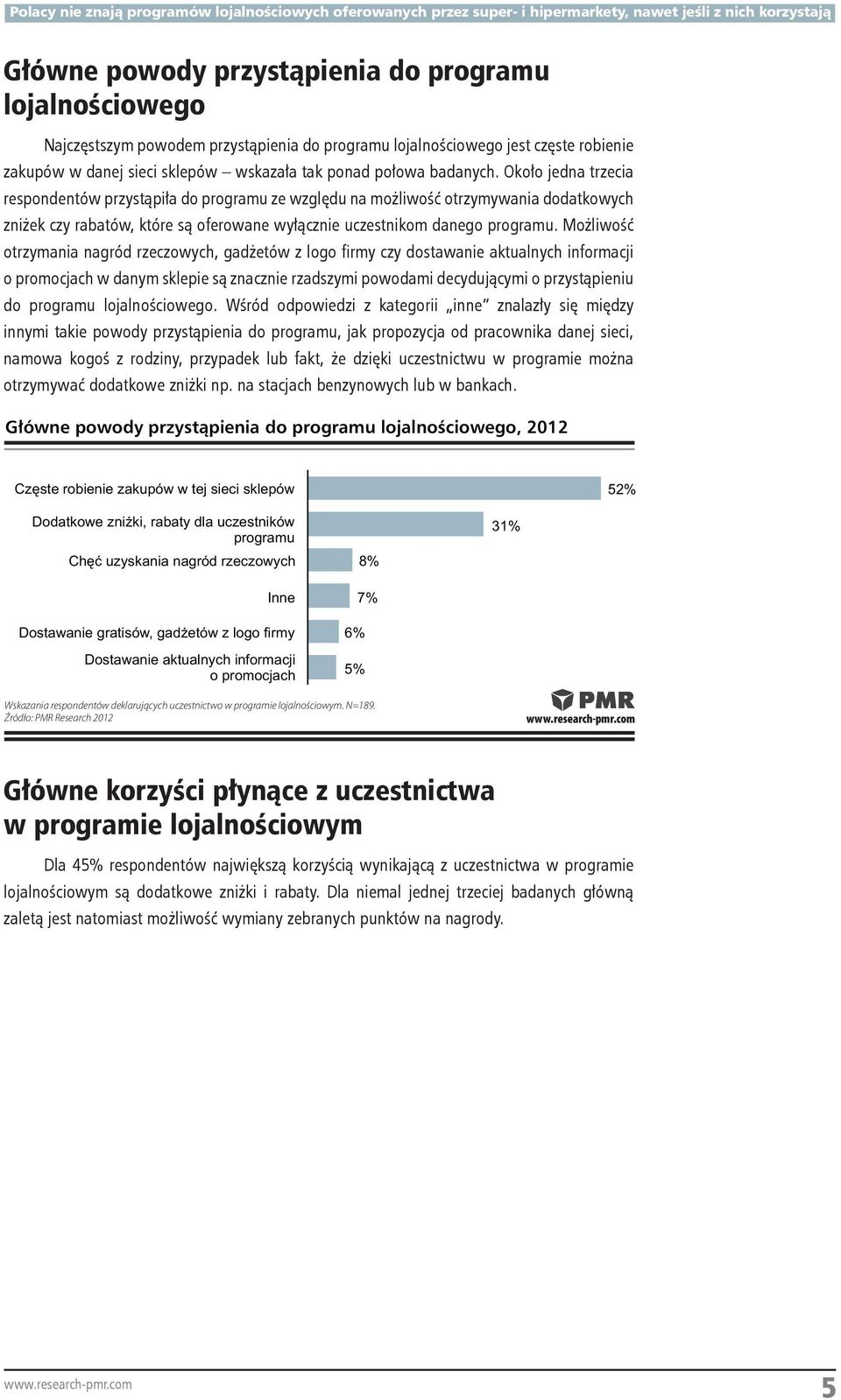 Możliwość otrzymania nagród rzeczowych, gadżetów z logo firmy czy dostawanie aktualnych informacji o promocjach w danym sklepie są znacznie rzadszymi powodami decydującymi o przystąpieniu do programu