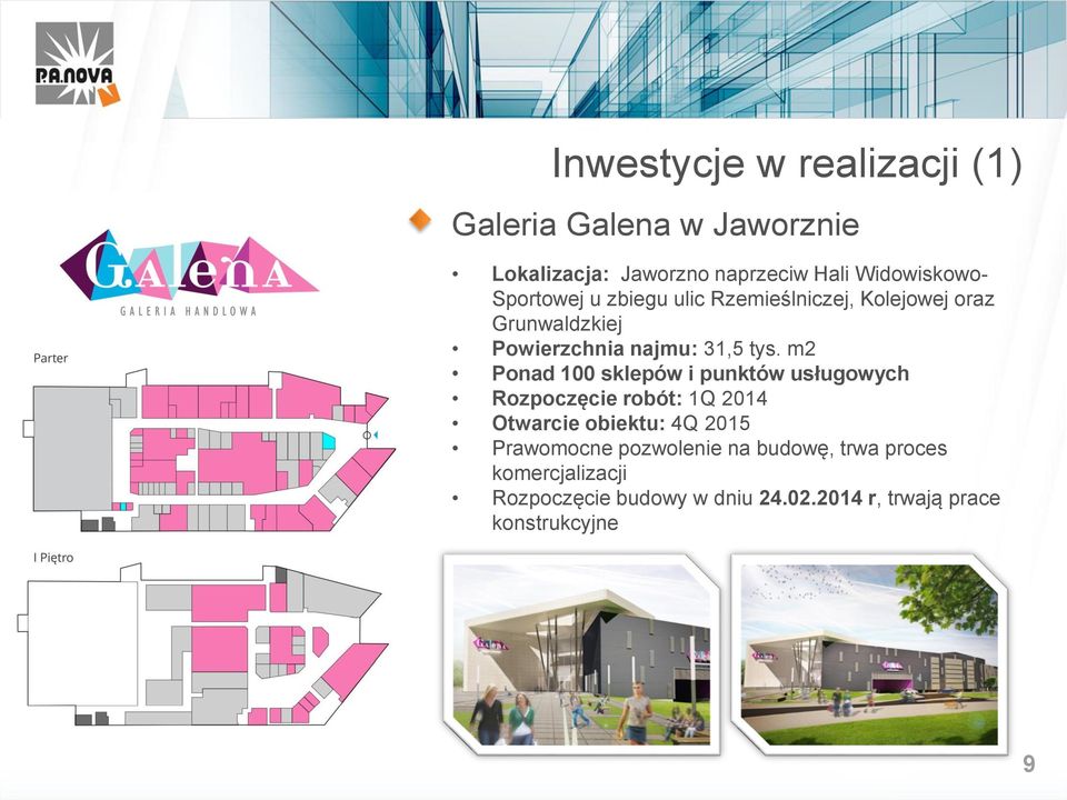 m2 Ponad 100 sklepów i punktów usługowych Rozpoczęcie robót: 1Q 2014 Otwarcie obiektu: 4Q 2015 Prawomocne