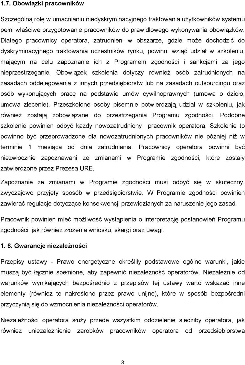 Programem zgodności i sankcjami za jego nieprzestrzeganie.